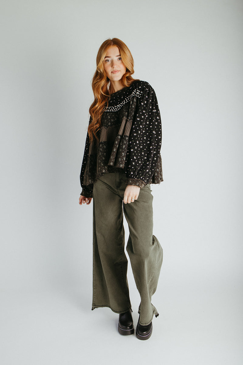 The Teddy Mix Patterned Blouse in Black