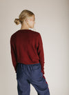 The Tomberlin Cable Knit Cardigan in Maroon