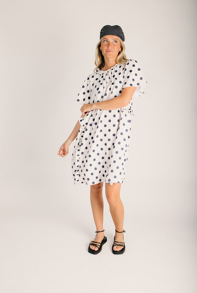 ivory polka dot dress The Norwell Pin Tuck in + Black featuring a bustier size:16 Yrs Sustainable Linen Dresses & family pics