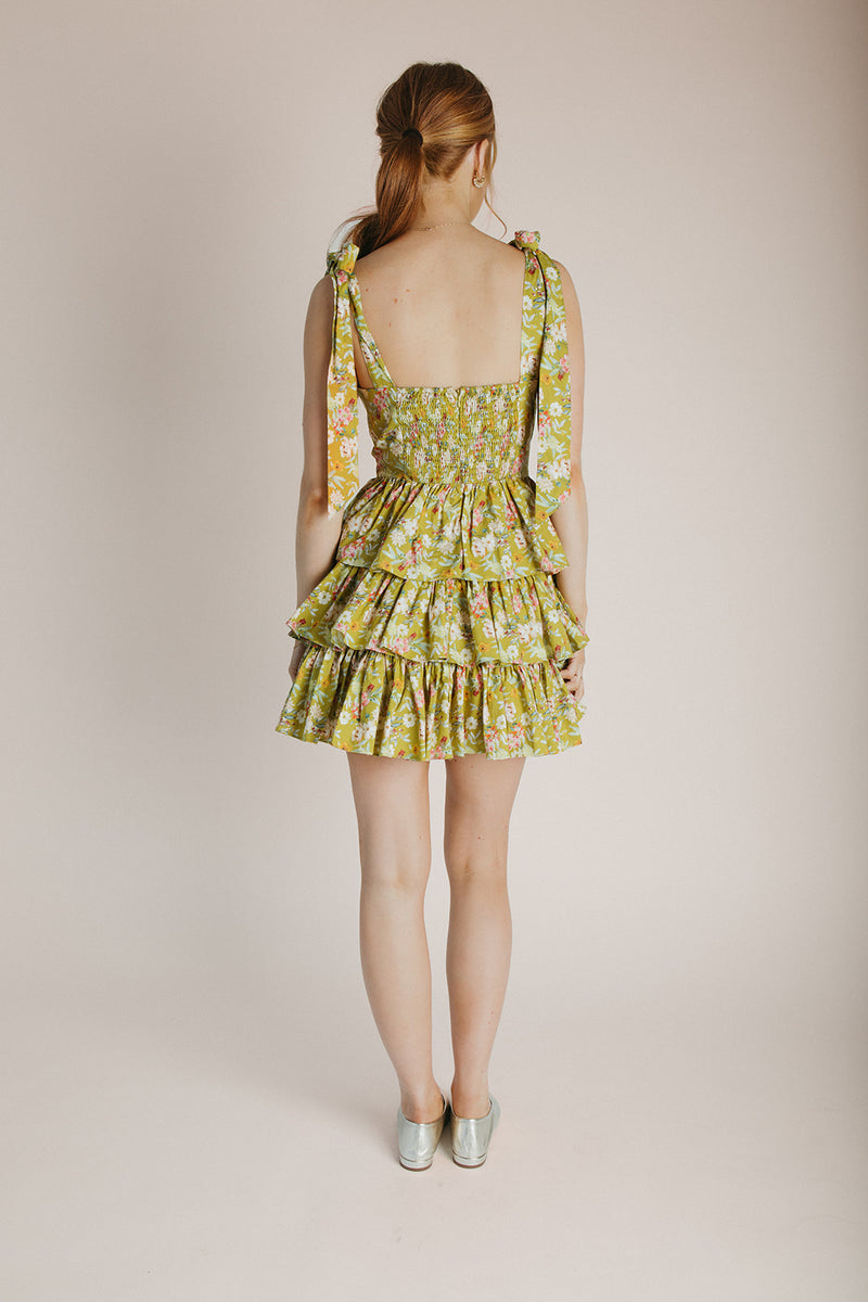 The Wynn Floral Mini Dress in Kiwi
