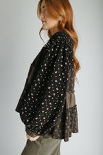The Teddy Mix Patterned Blouse in Black