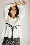 The Clancey Tie Blouse in Ivory + Black