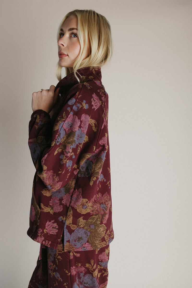 The Rue Floral Lounge Set in Burgundy