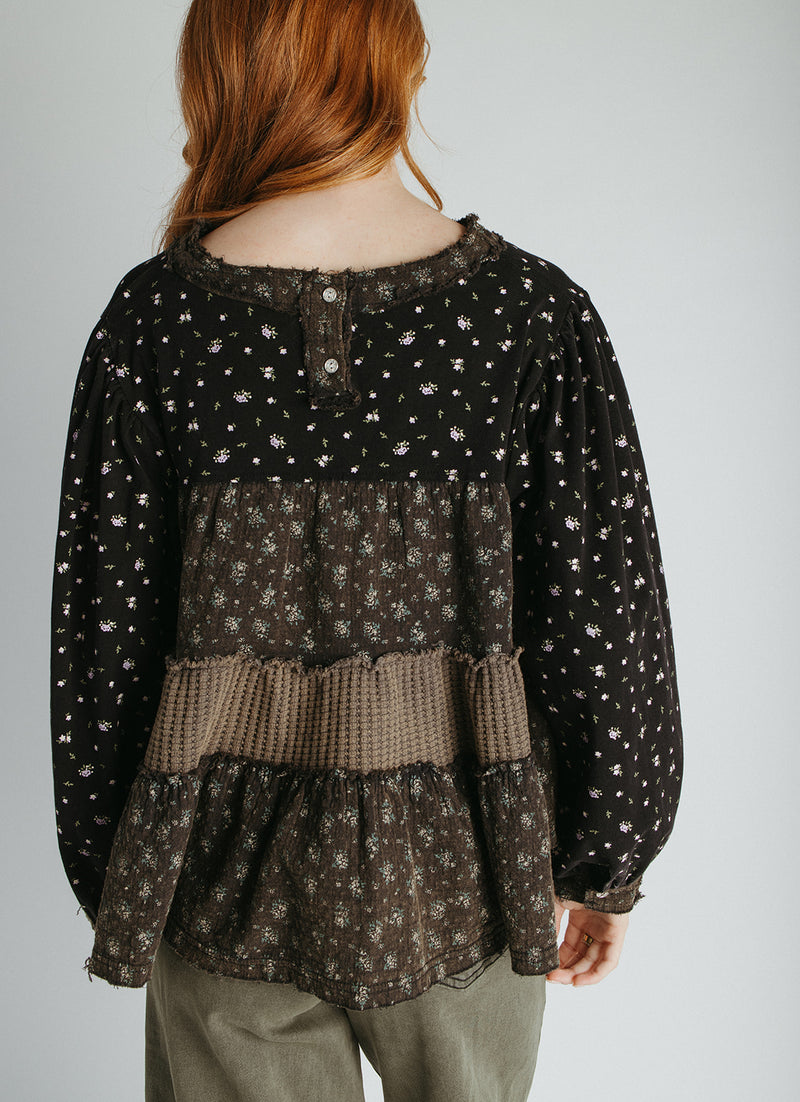 The Teddy Mix Patterned Blouse in Black