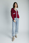 The Lucero Scallop Detail Cardigan in Burgundy