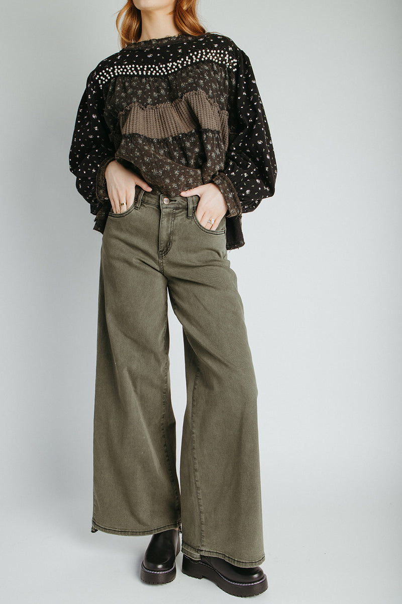 The Meredith High Rise Vintage Wash Jean in Green