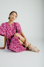 The Garcia Jacquard Floral Midi Dress in Magenta