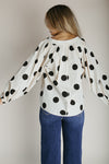 The Misha Polka Dot Blouse in Oatmeal + Black