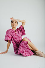 The Garcia Jacquard Floral Midi Dress in Magenta