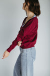 The Lucero Scallop Detail Cardigan in Burgundy