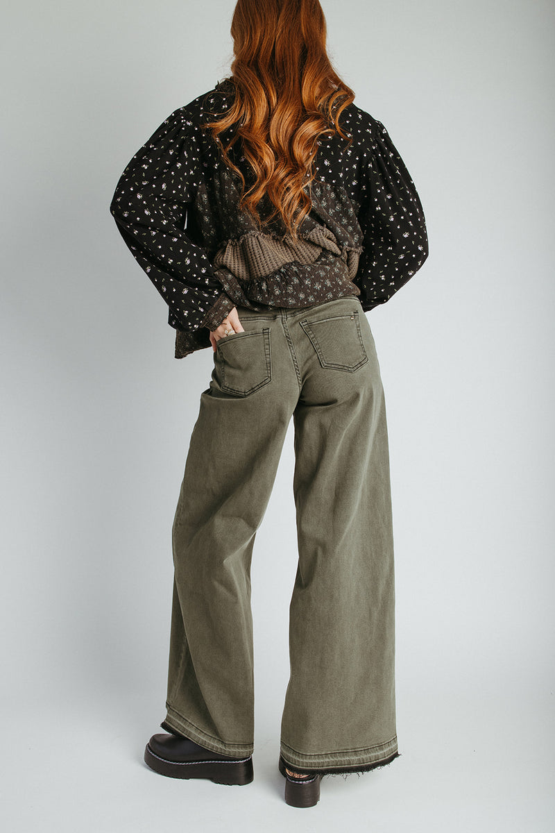 The Meredith High Rise Vintage Wash Jean in Green