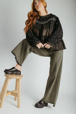 The Teddy Mix Patterned Blouse in Black