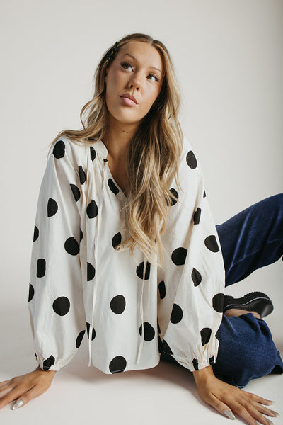The Misha Polka Dot Blouse in Oatmeal + Black – Piper & Scoot