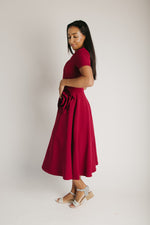 The Debbie Rose Applique Midi Dress in Burgundy