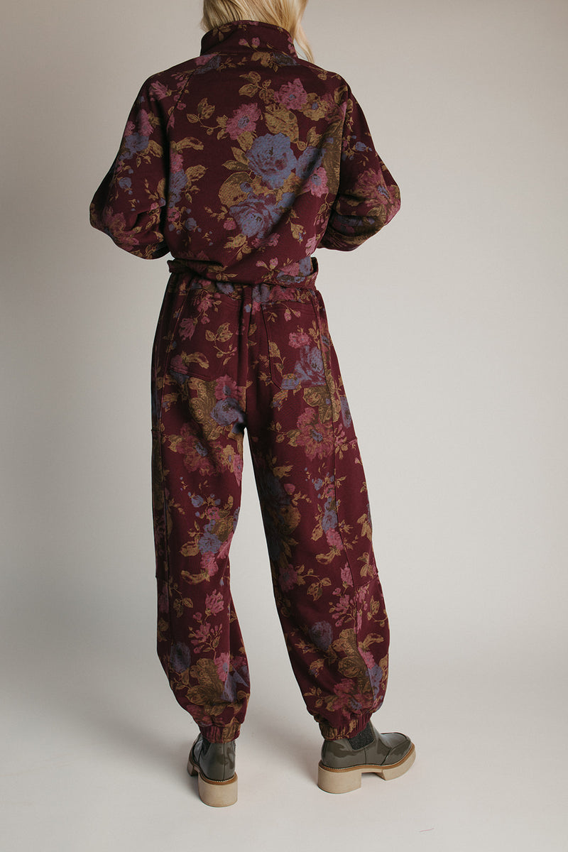The Rue Floral Lounge Set in Burgundy