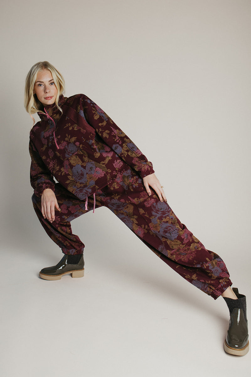 The Rue Floral Lounge Set in Burgundy