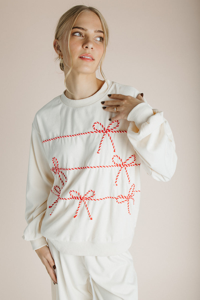 The Shari Cord Detail Sweatshirt in Cream