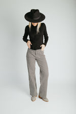 The Ellen Straight Leg Jean in Black + Tan Stripe