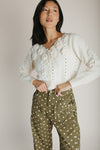 The Gulino Flower Applique Cardigan in Cream