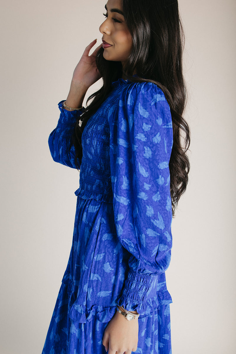 The Darya Smocked Midi Dress in Cobalt  Piper & Scoot
