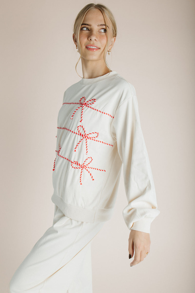 The Shari Cord Detail Sweatshirt in Cream