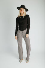The Ellen Straight Leg Jean in Black + Tan Stripe