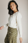 The Gulino Flower Applique Cardigan in Cream