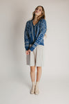 The Jepson Patterned Sweater in Teal Blue + Sand