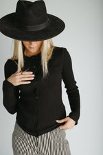 The Shyanne Lace Hem Cardigan in Black