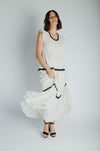 The Andrea Polka Dot Tiered Maxi Dress in Natural