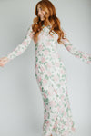 The Lizzy Bell Sleeve Maxi Dress in Light Pink Floral