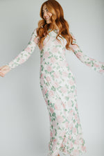 The Lizzy Bell Sleeve Maxi Dress in Light Pink Floral