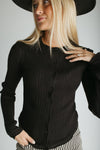 The Shyanne Lace Hem Cardigan in Black