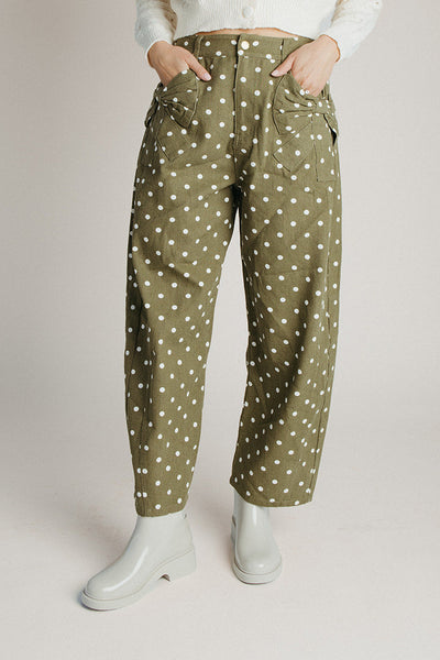 The Clausen Polka Dot Pant in Olive Combo – Piper & Scoot