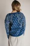 The Jepson Patterned Sweater in Teal Blue + Sand