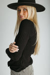 The Shyanne Lace Hem Cardigan in Black