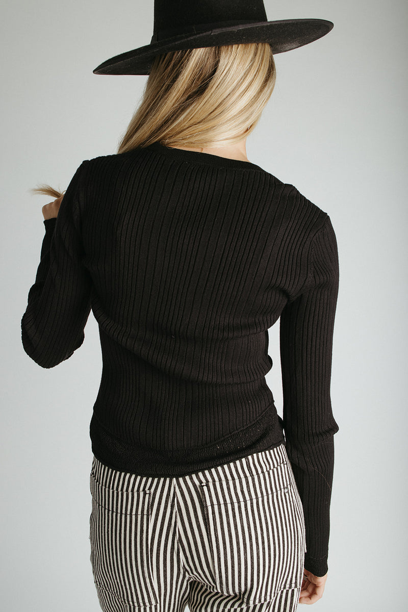 The Shyanne Lace Hem Cardigan in Black