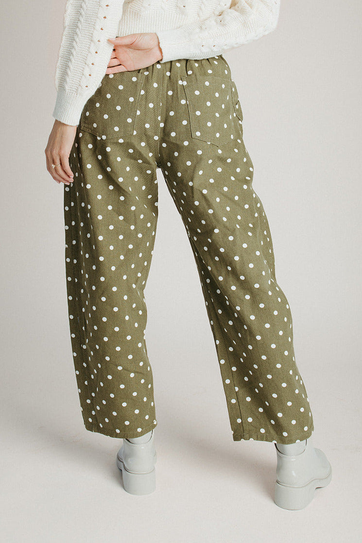 The Clausen Polka Dot Pant in Olive Combo