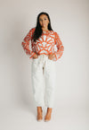 The Ryan Floral Crochet Blouse in Rust