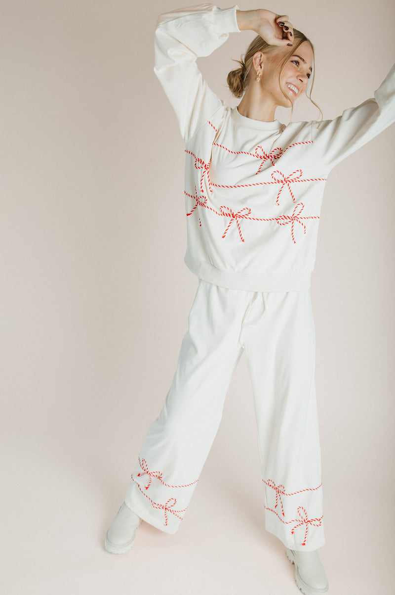 The Shari Cord Detail Sweatshirt in Cream