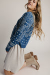 The Jepson Patterned Sweater in Teal Blue + Sand