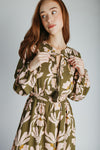 The Lia Floral Midi Dress in Olive