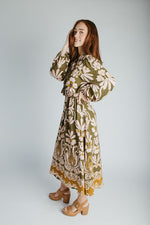 The Lia Floral Midi Dress in Olive