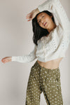 The Gulino Flower Applique Cardigan in Cream