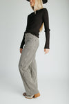 The Ellen Straight Leg Jean in Black + Tan Stripe