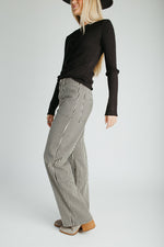 The Ellen Straight Leg Jean in Black + Tan Stripe