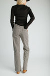 The Ellen Straight Leg Jean in Black + Tan Stripe