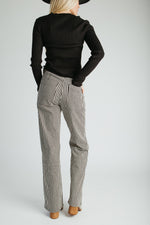 The Ellen Straight Leg Jean in Black + Tan Stripe