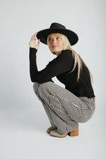 The Ellen Straight Leg Jean in Black + Tan Stripe