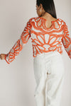 The Ryan Floral Crochet Blouse in Rust